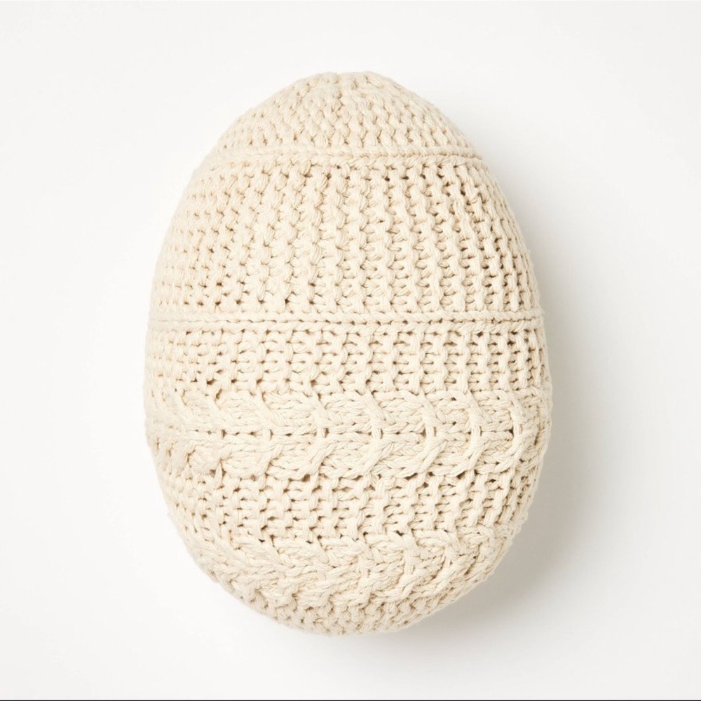 New Egg Shaped Crochet Throw Pillow Cream - Threshold designed with Studio McGee